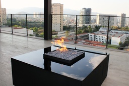 SQUARE FIRETABLE cubierta de cristal CHIMENEA MANUAL - HF